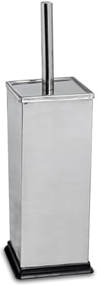 Harbour Housewares Brosse WC et support - Chrome - Lot de 1 - Brosse et support carrés pour cuvette de WC en acier inoxydable pour salle de bain, nettoyage en profondeur, ensemble de brosses à récurer