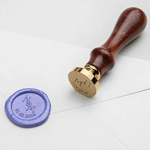 Personalisiertes Siegelstempel 2 Initialen + &, Date | Design 7 (25mm)