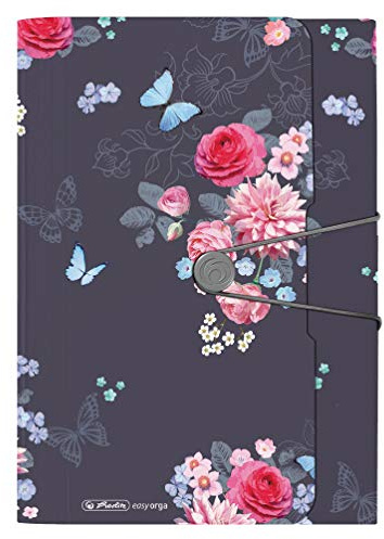 Herlitz Fächermappe Ladylike Flowers, 12 Fächer mit Gummizug und Visitenkartenfach, 1 Stück