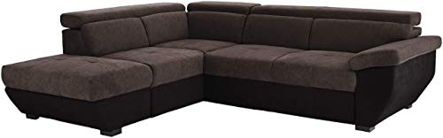Mivano Ecksofa Speedway / Moderne Couch in L-Form mit verstellbaren Kopfstützen und Ottomane / 262 x 79 x 224 / Zweifarbiger Bezug, grey/black