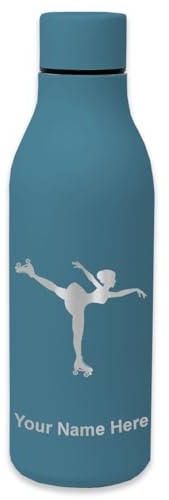 LaserGram Double Wall Stainless Steel Water Bottle, Roller Skater, Personalized Engraving Included (Slate Blue)