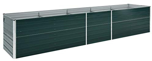 Tidyard Pflanzkübel Hochbeet Gemüsebeet Pflanzbeet Frühbeet Garten Pflanzkasten Metall Pflanzbeet Blumenhochbeet für Balkon und Garten Verzinkter Stahl 400×80×77 cm Grün