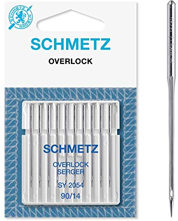 SCHMETZ | 10 Nähmaschinennadeln | Overlock Universal | SY 2054 / 16X75 | Nadeldicke 90/14 | Hinweis: Überprüfen Sie das empfohlene Nadelsystem in der Bedienungsanleitung