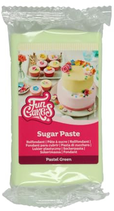 FunCakes Pasta di Zucchero Pastel Green: Facile da Usare, Liscia, Flessibile, Morbida e Pieghevole, Perfetta per la Decorazione di Torte, Halal, Kosher e Senza Glutine. 250 gr