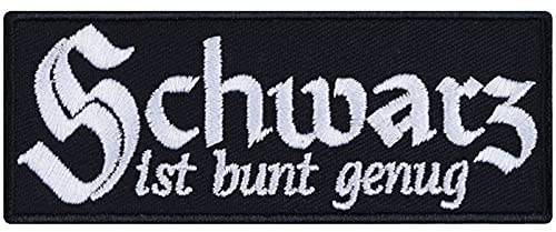 Heavy Metal Aufnäher mit Spruch gestickt Schwarz ist bunt genug Aufbügler/Patch zum annähen/aufbügeln | Rocker Bügelbilder Kutten Applikation für alle Stoffe | 90x35mm