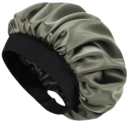 HAT HUT Schlafmütze aus Satin für Damen Herren, Seidenhaube Silk Bonnet Haarhaube, Verstellbares Breites Band, Doppellagig