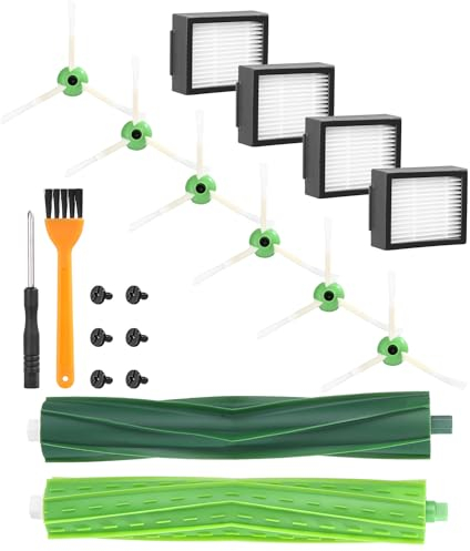 Bürsten Ersatzteile für iRobot Roomba E & I Serie, Zubehör kompatibel mit E5 E6 i7 i7+ i3 i3+ i4 i4+ i6 i6+ j7 j7+ i8 i8+,14-teiliges Set Ersatzteile 1 Paar Multibodenbürste, 4 Filter, 6 Seitenbürsten