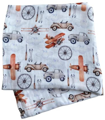 Baby J's® Wickeldecke für Neugeborene, Bambus-Musselin, weich, Bambus-Baumwolle, superweich, für Mädchen oder Jungen (Großvater-Klassiker)