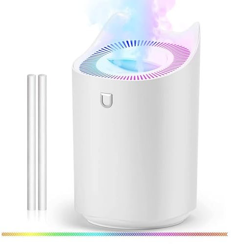 CUQOO 3L Cool Mist Humidifiers with Colour Changing Night Light in White – (Lasts Up to 20 Hours) Air Humidifier with 3 Mist Modes, 2 Nozzles | Auto Shut-Off Air Moisturize for Baby Room Home Bedroom