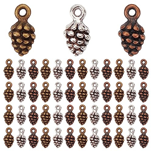 SUNNYCLUE 1 Box 90 Stück 3 Farben Thanksgiving Charms Tannenzapfen Charms Große Kleine Tannenzapfen Herbst Ernte Charms Für Die Schmuckherstellung Charms DIY Ohrringe Armbänder Halsketten Basteln Weih