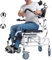 ZAANU Reclining Shower Chair, with 4 Lockable Silent Wheels, Detachable Bucket, Padded Seat, Adjustable Tilt 45° Commode Wheelchair for Seniors