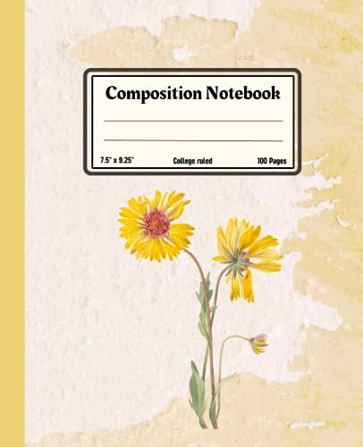 Composition Notebook: Perennial Gaillardia Flower (Gaillardia aristata), 7.5 x 9.25, 100 College Ruled Pages