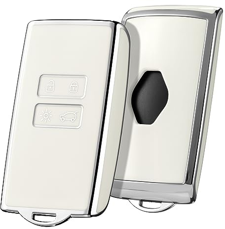 OATSBASF Autoschlüssel Hülle für Renault, 4-Tasten Schlüsselhülle Cover für Renault Clio Espace 5 Master Bus Talisman Megane USW Fluence Duster Megane Kadjar Coque Captur Zoe Koleos Scenic (YB-Weiß)