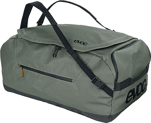 EVOC DUFFLE BAG 100, Sporttasche (wasserfestes und 100% PVC-freies Tarpualin, gepolsterte Schultergurte, Volumen: 100l, Gewicht: 1.215 g, Maße: 70 x 40 x 35 cm), Dark Olive - Black