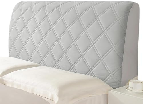Wambere Bettkopfteil Hussen - Staubdichte Stretch Bett Kopfteil Abdeckung, Hellgrau, 200cm