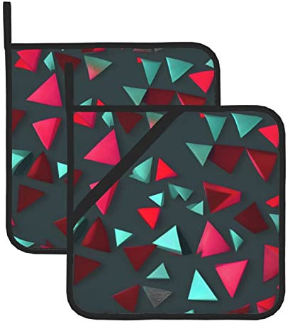 Tamponi isolanti a motivo triangolare, 2 pezzi, presina, presina, per cucinare, 8 x 8 pollici (circa 20,5 x 20,5 cm)