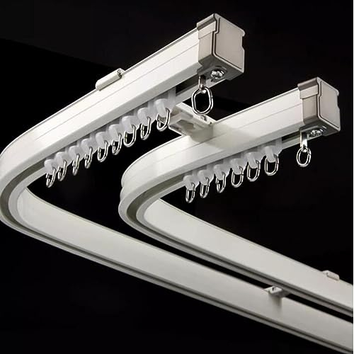 Vorhangschiene Gardinenschiene Vorhang Doppelschiene Decken- oder Wandmontage, 6m/19.6ft Flexibel biegbar Gebogenes Vorhangstangensystem, for Vorhänge RV Krankenhaus Raumteiler ( Color : Ceiling Mou