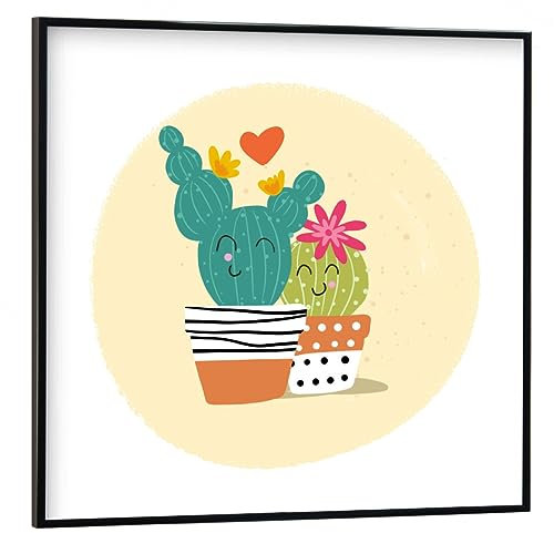 artboxONE Poster mit schwarzem Rahmen 50x50 cm Floral Du bist toll Kakteen - Bild kaktus freundschaft geschwister