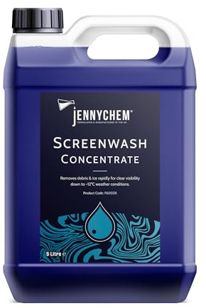 Jennychem Regular Concentrated Screenwash 5L. Screen Wash Concentrate Antifreeze Works In Winter Weather Up To -12°C. Anti-Smear. Can be Diluted To Suit All Seasons