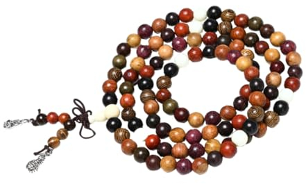 COLLBATH Holzarmband Buddha Perlenarmband aus 108 Natürlichen Sandelholzperlen 6/8mm Komfortabel zu Tragen Kreatives Design Schick und Elegant für Damen und Paare Geeignet