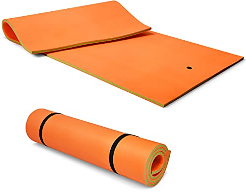 HOMASIS 350 x 180 cm Wasserhängematte für 4-6 Personen, aufrollbare Schwimmmatte bis zu 400 kg, schwimmende Wassermatte aus XPE-Schaum, Wasser Hängematte für Meer, Pool & See