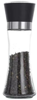 Spice up Every Meal with our Stylish Salt Grinder Refillable and Pepper Grinder Set - Enhance Your Dining Adventure! (200ml plastic black cover)