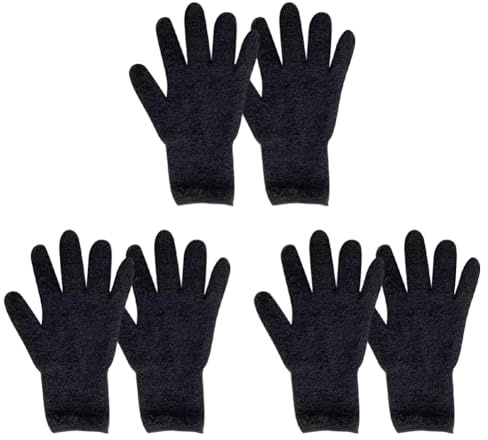 FSSTUD 6 Pcs Microfiber Cleaning Mittens Auto Dusting Gloves Thick Washable Gloves Cleaning Wash Mitts Car Washing Gloves Black