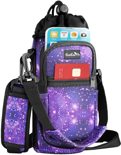 EcoEarth - Water Bottle Holder with Strap - Water Bottle Carrier Bag for Hiking - Crossbody Hydration Pouch with Phone Holder