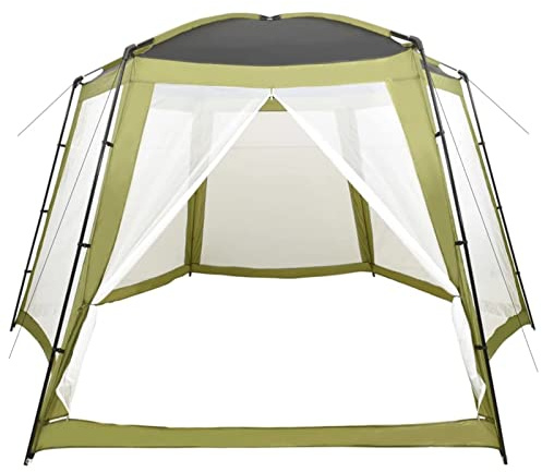 Homgoday Pool-Zelt Poolpavillon für Aufstellpools Pooldach Poolpartyzelt Pavillon mt Mesh-Seitenwänden Poolabdeckung UV-beständig Geeignet für 300 cm Runde Pools Stoff 500x433x250 cm Grün