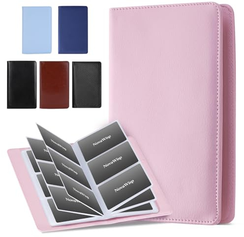 300 Business Cards Holder, Professional Credit Cards Organizer (50 Pages), PU Leather Business Card Wallet for Men & Women, Portable Name Card Book Binder Folder, Home & Office Accessories, Pink