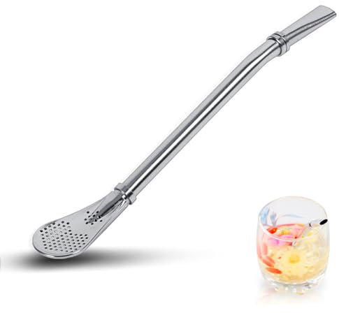 Hominas Yerba Mate Cuillère Filtrée En Acier Inoxydable, Bombilla Paille Maté pour Le Thé En Vrac Milkshake Mate Gourd Cocktail, 6,18