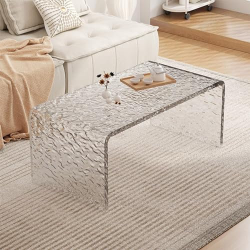 CZAOERXB U-förmiger Beistelltisch aus Acryl für die Couch, durchsichtiger Sofa-Beistelltisch aus Acryl, Nachttisch aus Acryl, Kleiner Nachttisch mit abgerundeten Kanten, moderner Couchtisch