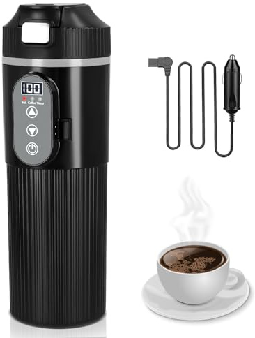 24v/12v Travel Electric Kettle for Car/Truck, 500ml Car Heating Kettle with Lcd Display, 304 Stainless Steel，Anti-Dry Burn Protection