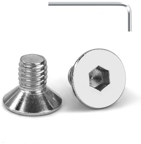 Tunejoy Tornillo Avellanado M6 x 10 mm Tornillos de Cabeza Avellanada Hexagonal de Acero Inoxidable A2 V2A Norma DIN 7991 con llave Allen Rosca Completa 20 Piezas