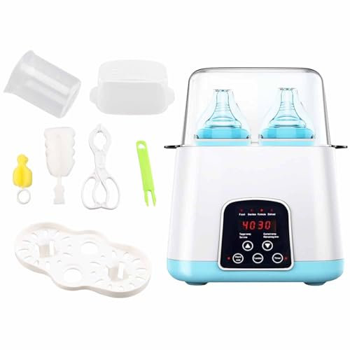 Baby Bottle Warmer, Portable Electric Baby Bottle Warmer Steriliser, Large Capacity Baby Milk Prep Machine Bottle Warmer Steriliser in Minutes with 24H Constant Mode for Home