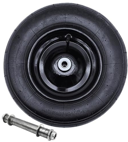 HERO Schubkarrenrad 4.80/4.00-8 2PR – Luftreifen Ø 380 mm mit schwarzer Stahlfelge – Doppelrollenlager – 16 mm Achsloch – Ersatzrad für Schubkarre, Sackkarre & Gartenwagen – Traglast 136 kg