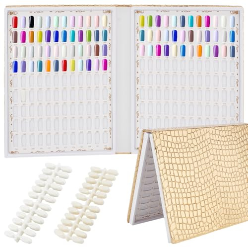 PH PandaHal 216 Nagelfarbkarte Display Nagellack Display Buch Nagelfarben Buch mit 240 falschen Nageltips Maniküre Praxis Karteikarte Gel-Lack-Kartenbuch für Nagelstudios DIY Nagelbedarf