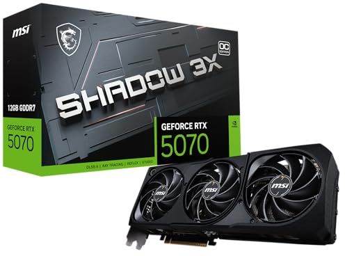 msi Gaming RTX 5070 12G Shadow 3X OC Graphics Card (12GB GDDR7, 192-bit, Extreme Performance: 2557 MHz, DisplayPort x3 2.1a, HDMI 2.1b, NVIDIA Blackwell Architecture)