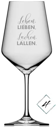 Weinglas mit Gravur, Leben Lieben Lachen Lallen, Weinglas graviert, Weingeschenk, Geschenk für Weinliebhaber, Rotweinglas, Weißweinglas