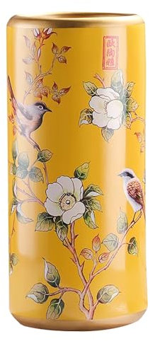 QTQHOME Regenschirmständer aus Keramik, handgefertigter Schirmhalter mit Vogeldruck, Porzellan, Bodenständer, Vintage-Keramik-Blumenvasen für Zuhause, Büro, Innenbereich, 19,3 cm Durchmesser x 44 cm