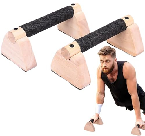 Liegestütz-Ständer | Parallettes Bars Liegestützgriffe für Boden – 2 x Trainingsgeräte, Fitness-Zubehör mit Holzgriffen für Krafttraining, Calisthenics