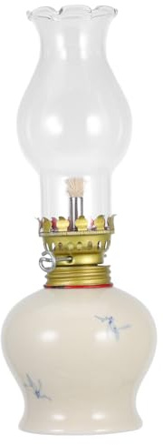 ULTECHNOVO Öllampe Aus Glas Vintage-öllampe Für Innenbereich Laterne Mit Keramikkammer Petroleumlampe Sturmlampe Für Notbeleuchtung Und Dekoration