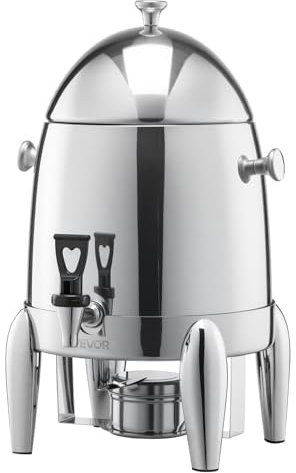 VEVOR Distributore di Bevande, 12 L per Feste, Contenitore di Succhi in Acciaio Inox con Bruciatore ad Alcol, Bevande Calde e Fredde con Rubinetto per Caffè, Tè, Acqua Calda, per Ristoranti Hotel