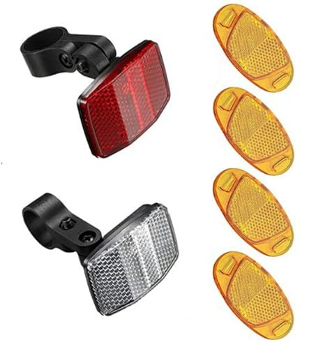 sundrerfect Jeu de 6 Réflecteurs pour Vélo Enfants/Adultes - Catadioptres Avant/Arrière et Spokes Réfléchissants - Compatible VTT, VÉlo Electrique, Ville - Sécurité Nocturne