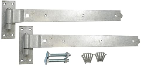 Galvanised Zinc 24 (600mm) Cranked Hook and Band Hinges Pair - Heavy Duty Gate Fitting Kit Ideal for Wooden Shed Door, Garage Door, Garden Gate