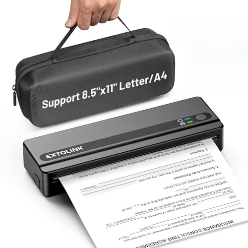 Portable Thermal Printer A4, Bluetooth Inkless Printer, Wireless Printers for Home Use with 2600mAh, 3 Rolls(paper) & Portable bag, Compatible with Phone Laptop for Business, Travel, Home, Office