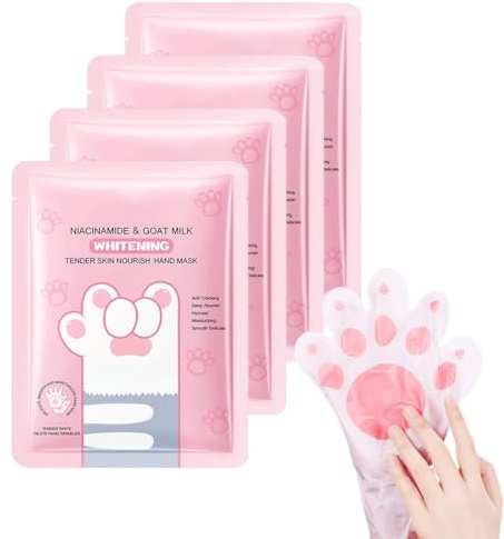 GXGM Maschera Mani 5 Paia - Guanti Idratanti Nutrienti Forma Zampa di Gatto, Cura Mani Secche e Screpolate, Trattamento Idratante e Rigenerante Pelle Morbida e Liscia