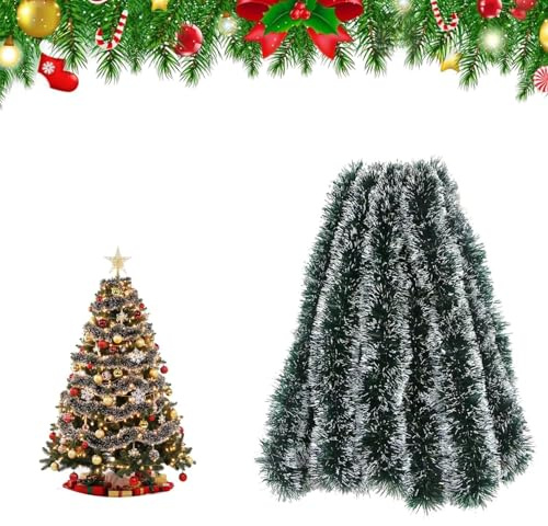 Weihnachtsgirlande mit LEDs Warmweiß Tannengirlande Künstlich