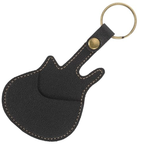 GALPADA Estuche para Púas de Guitarra de Cuero PU Resistente con Llavero Portátil Soporte para Plectro Eléctrico Funda para Almacenamiento de Accesorios Musicales