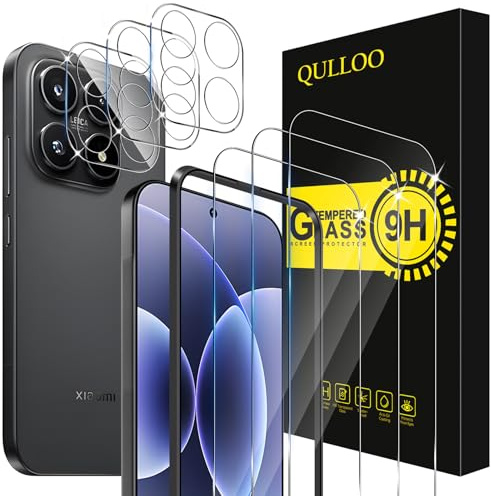 QULLOO Protector de Pantalla para Xiaomi 17, 3 Piezas Cristal Templado y 3 Piezas Protector de Lente de Cámara, Dureza 9H Ultra Resistente Vidrio Templado